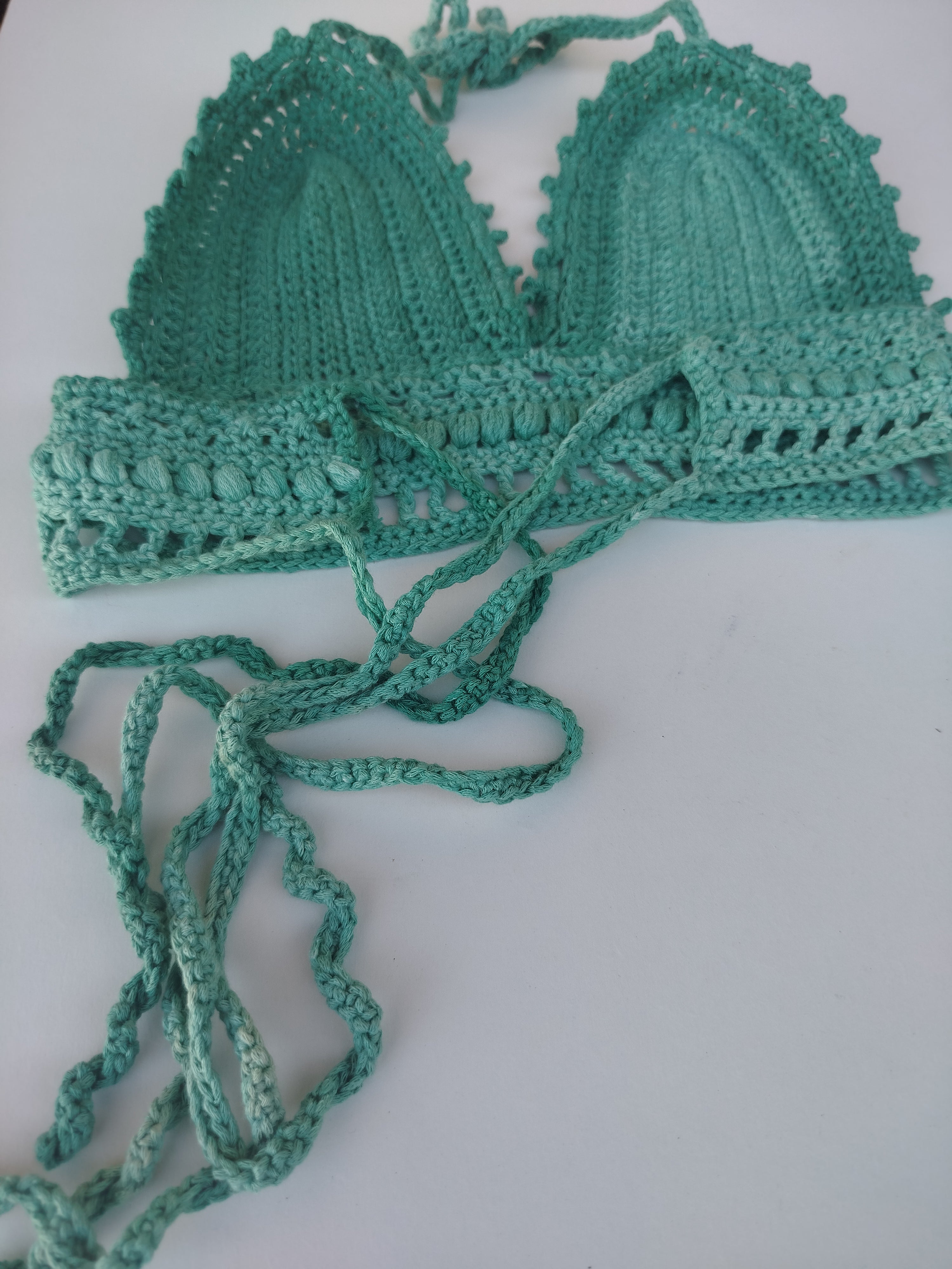 Crop top bohème vert dégradé